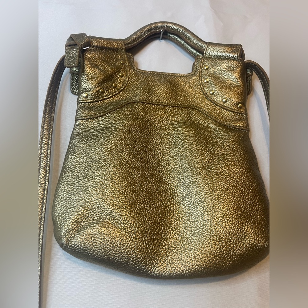 Foley & Corinna Small Metallic Gold 100% Cowhide Leather Cross Body Bag G028